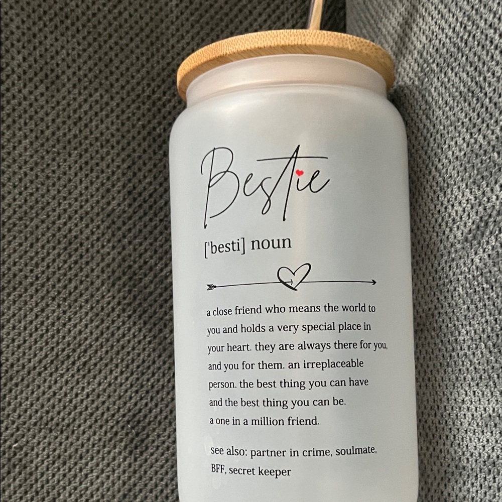 Charming Bestie Definition Glass Jar with Bamboo Lid